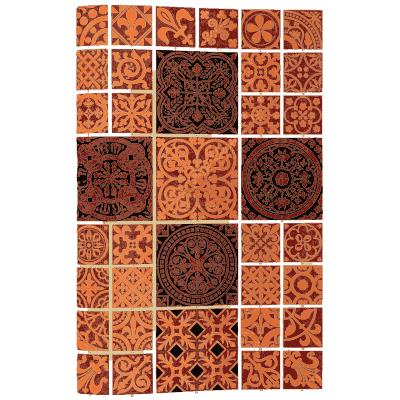 Square tile patterns in red and black - The Grammar of Ornament - 1856