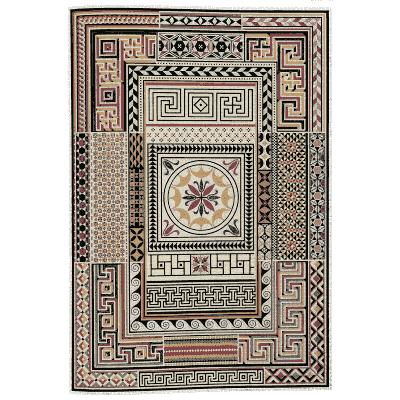 Mosaic floor with fret bands and star rosette - The Grammar of Ornament - 1856