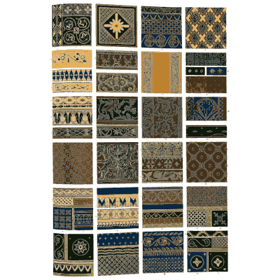 Panels, friezes and diapers in blue and brown - The Grammar of Ornament - 1856