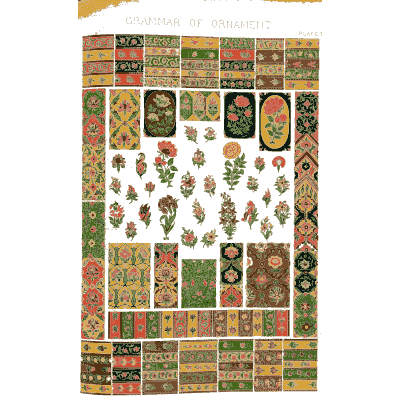 Painted flower sprays and border bands - The Grammar of Ornament - 1856