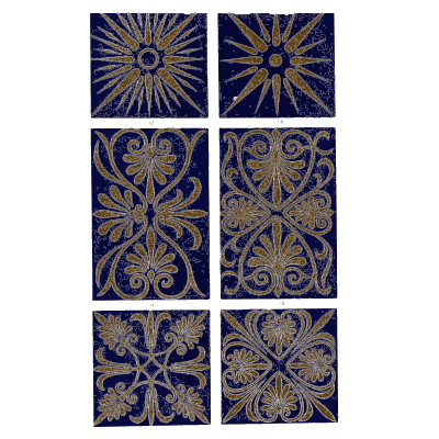 Painted palmette and diaper panels in red - The Grammar of Ornament - 1856