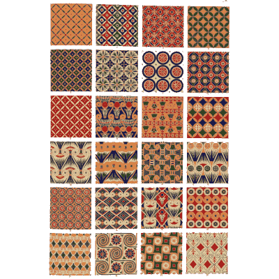 Red and blue diaper tile patterns - The Grammar of Ornament - 1856
