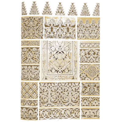 Carved foliage panels with crestings - The Grammar of Ornament - 1856