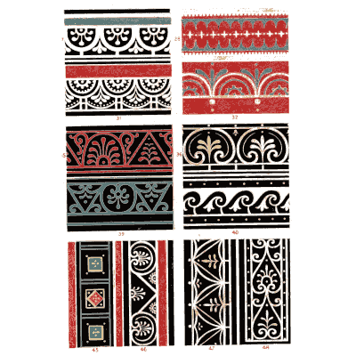 Red and black ornament bands - The Grammar of Ornament - 1856