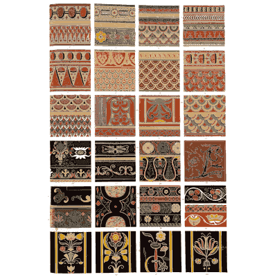 Painted borders, diapers and palmettes - The Grammar of Ornament - 1856