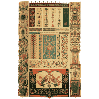 Painted wall with griffins - The Grammar of Ornament - 1856