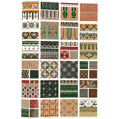 Painted fret and leaf panels - The Grammar of Ornament - 1856