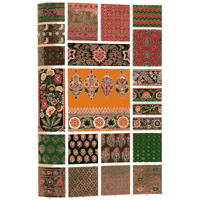 Printed flowered cloth - The Grammar of Ornament - 1856