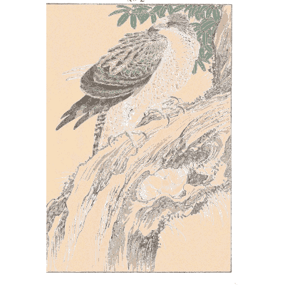 Hawk on a snowy branch - Keinen Kacho Gafu, Volume 1 - 1891