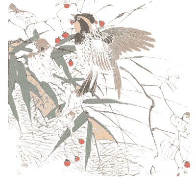 Birds in flight over reeds - Keinen Kacho Gafu, Volume 1 - 1891