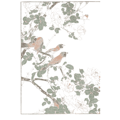 Bird among blossom sprays - Keinen Kacho Gafu, Volume 2 - 1891