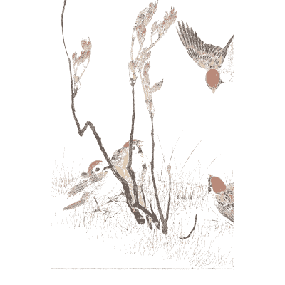Bird on a bare branch - Keinen Kacho Gafu, Volume 2 - 1891