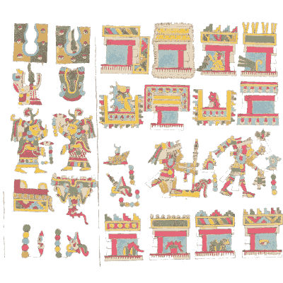 Codex page of temple platforms - Antiquities of Mexico, Volume 2 - 1831