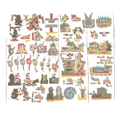 Codex page of figures and animals - Antiquities of Mexico, Volume 2 - 1831