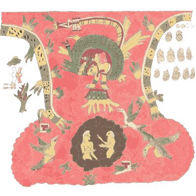 Serpent arch over two figures - Antiquities of Mexico, Volume 2 - 1831