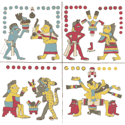 Facing pages of standing figures - Antiquities of Mexico, Volume 2 - 1831