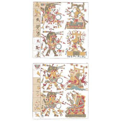 Pages of figures with shields - Antiquities of Mexico, Volume 2 - 1831