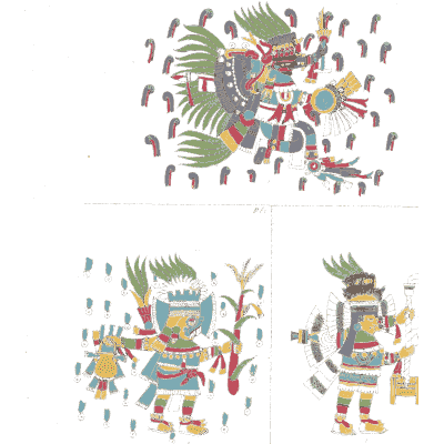 Two feathered standing figures - Antiquities of Mexico, Volume 2 - 1831