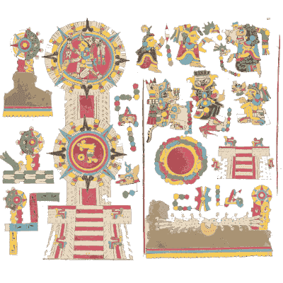 Round shields and a stepped platform - Antiquities of Mexico, Volume 2 - 1831
