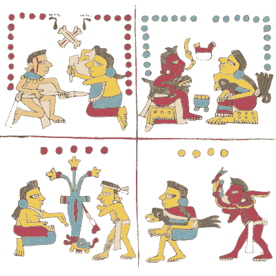 Seated figures at a tree - Antiquities of Mexico, Volume 2 - 1831