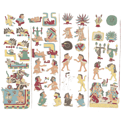Columns of figures and plants - Antiquities of Mexico, Volume 2 - 1831