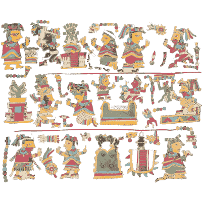 Seated figures with bundles - Antiquities of Mexico, Volume 2 - 1831