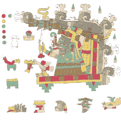 Stone throne with a seated figure - Antiquities of Mexico, Volume 2 - 1831