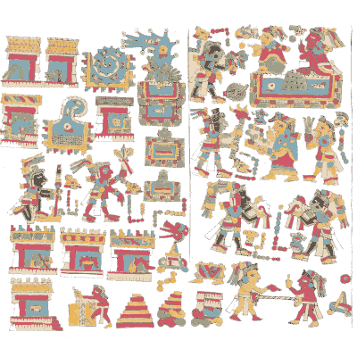 Painted temples and figures - Antiquities of Mexico, Volume 2 - 1831