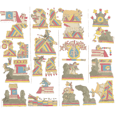 Striped temples with figures - Antiquities of Mexico, Volume 2 - 1831