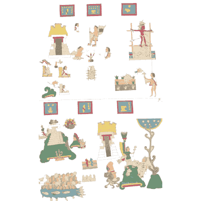 Small temples and framed glyphs - Antiquities of Mexico, Volume 2 - 1831