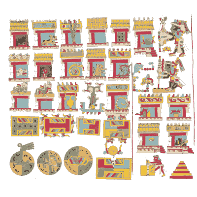 Temples with round discs - Antiquities of Mexico, Volume 2 - 1831