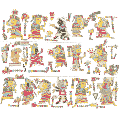 Page crowded with figures - Antiquities of Mexico, Volume 2 - 1831