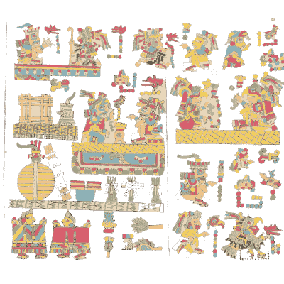Seated figures among temples - Antiquities of Mexico, Volume 2 - 1831