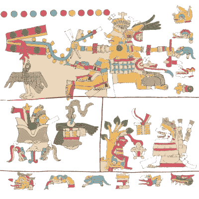 Seated deity with a jaguar - Antiquities of Mexico, Volume 2 - 1831