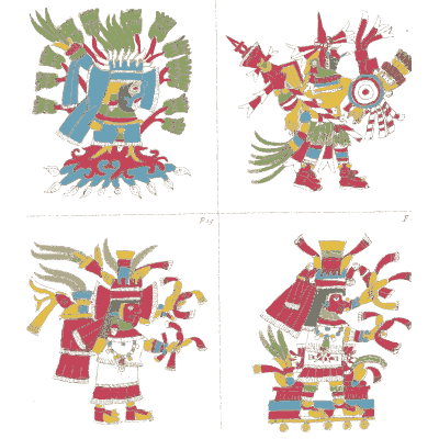 Four plumed deities - Antiquities of Mexico, Volume 2 - 1831