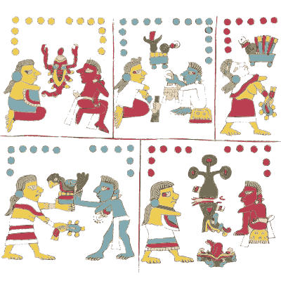 Seated figures facing each other - Antiquities of Mexico, Volume 2 - 1831