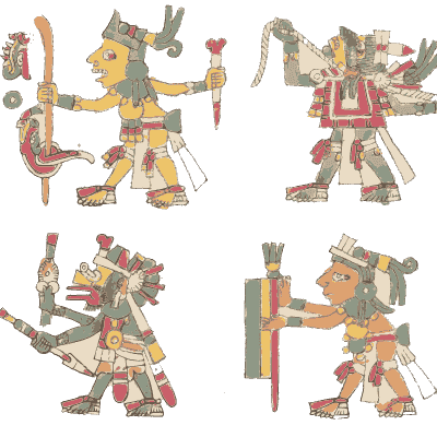 Four armed deities - Antiquities of Mexico, Volume 2 - 1831