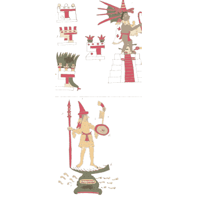 Warrior on a green mound - Antiquities of Mexico, Volume 2 - 1831
