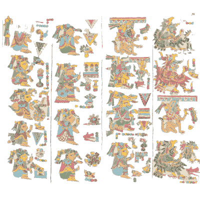 Columns of painted figures - Antiquities of Mexico, Volume 2 - 1831