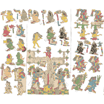 Many small painted figures - Antiquities of Mexico, Volume 2 - 1831