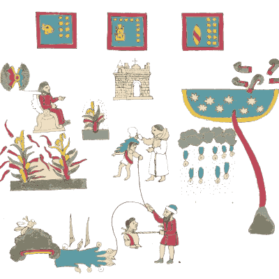 Blue bowl with plants - Antiquities of Mexico, Volume 2 - 1831
