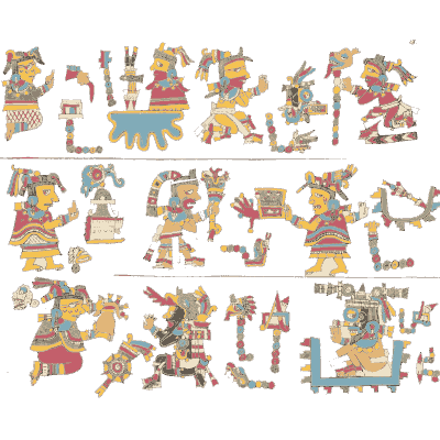 Seated figures in glyph bands - Antiquities of Mexico, Volume 2 - 1831
