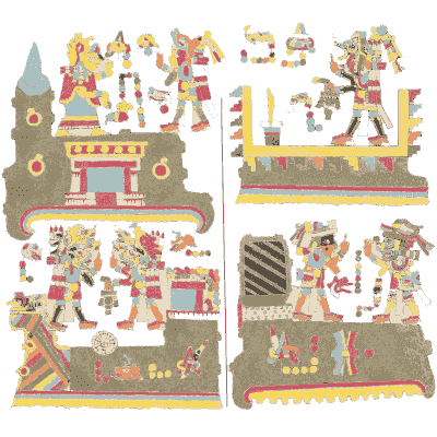 Dark temples with figures - Antiquities of Mexico, Volume 2 - 1831