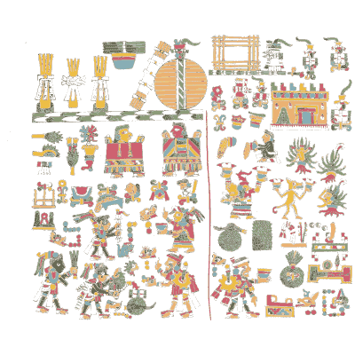 Figures and temples in bands - Antiquities of Mexico, Volume 2 - 1831