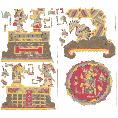Red disc among temples - Antiquities of Mexico, Volume 2 - 1831