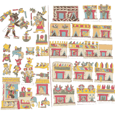 Temples in painted rows - Antiquities of Mexico, Volume 2 - 1831