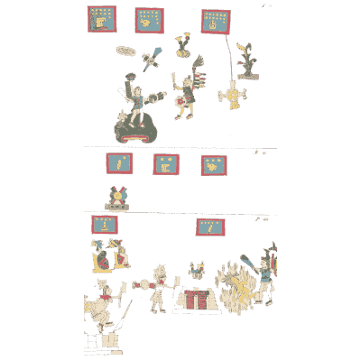 Sparse blue glyph frames - Antiquities of Mexico, Volume 2 - 1831