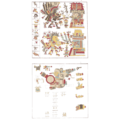 Red ring glyph with figures - Antiquities of Mexico, Volume 2 - 1831