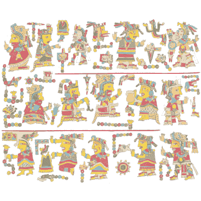 Bands of painted figures - Antiquities of Mexico, Volume 2 - 1831