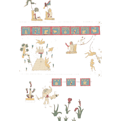 Red glyph band with figures - Antiquities of Mexico, Volume 2 - 1831